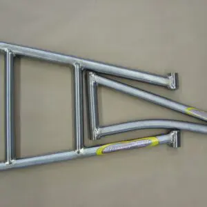 A pair of M-Chassis 36.5" Titanium A-Arm Kit bike frames on a white surface.