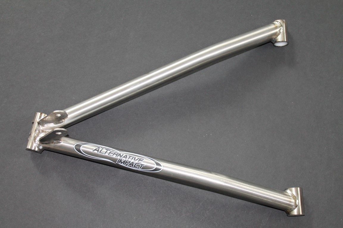 A 2012-15 Yamaha Viper 35.125” to 36.5” Titanium Lower A-Arm on a gray surface.