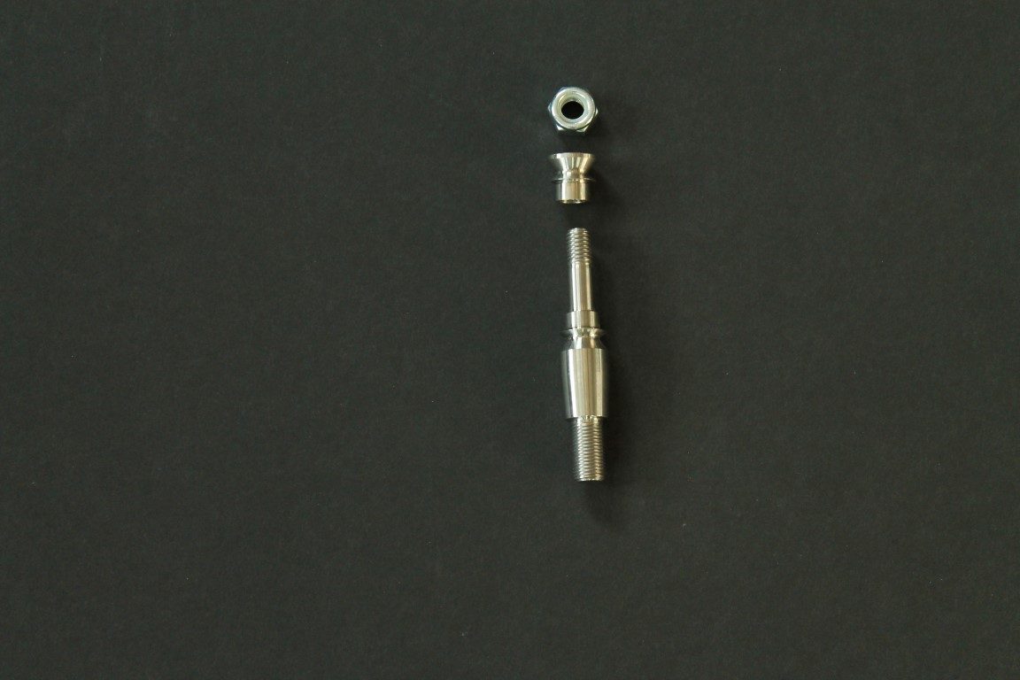 A Ski-Doo A-Arm to Spindle Stud 2008-24 with a screw on it.