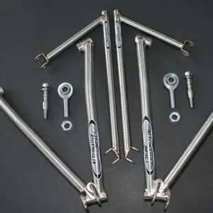 A set of Arctic-Cat M/Alpha/Hardcore – True Clearance 36″ Kit rods, nuts and bolts on a black surface.