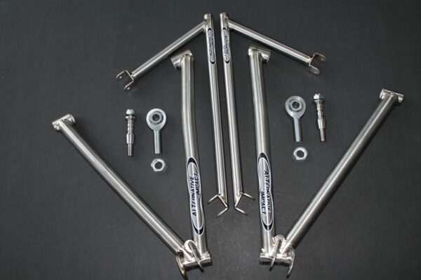 A set of Arctic-Cat M/Alpha/Hardcore – True Clearance 36″ Kit rods, nuts and bolts on a black surface.