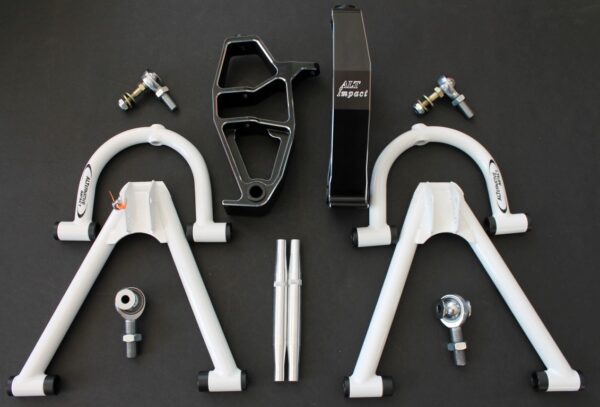 A set of 2005-2024 Polaris Water Cross Arms and Spindle Kit for a motorcycle, including a front wheel and a rear wheel.