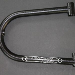 A black handle bar with a logo on it.